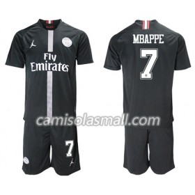 Camisolas Criança Paris Saint-Germain Mbappé 7 Jordan Preto 3º Equipamento Alternativo 2 2018-2019
